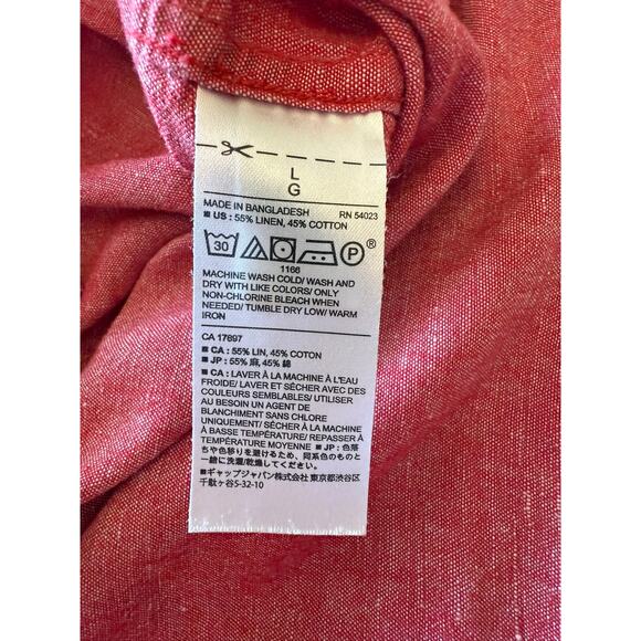 Banana Republic Linen Shirt Red Short Sleeve Camden Fit Men's L - Picture 6 of 6